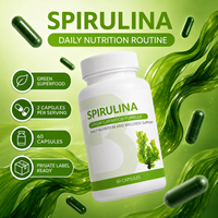 Capsules de spiruline de qualité supérieure, alimentation végétale, superaliment vert, supplément nutritionnel, fabrication OEM ODM, étiquette privée