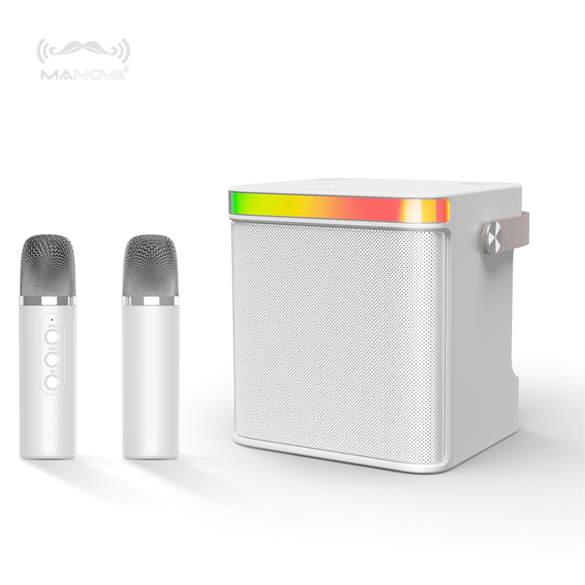 Kalonka Mini Bluetooth Karaoke Portable Speaker with 2 Wireless Microphones RGB LED Lighting USB & Aux for Home Outdoor Parties
