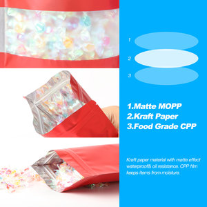 Sacs en plastique personnalisés en gros avec fermeture éclair, sacs alimentaires en plastique à fond plat pour emballage de snacks, noix, mangues séchées avec fenêtre - Product Image 4