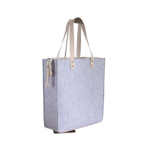 Custom Classic Design Felt Tote <b>Bag</b> with Zipper Book PU Handle Daily Use Shoulder Strap Unisex Direct Manufacturer Wholesale - Product Image 5