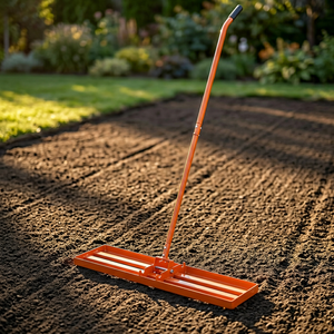 Niveau <span class=keywords><strong>de</strong></span> pelouse JH-Mech - Râteau à 3 parties avec manche réglable et extrémité courbée, durable, orange, en <span class=keywords><strong>acier</strong></span> robuste pour <span class=keywords><strong>jardin</strong></span> - Product Image 1
