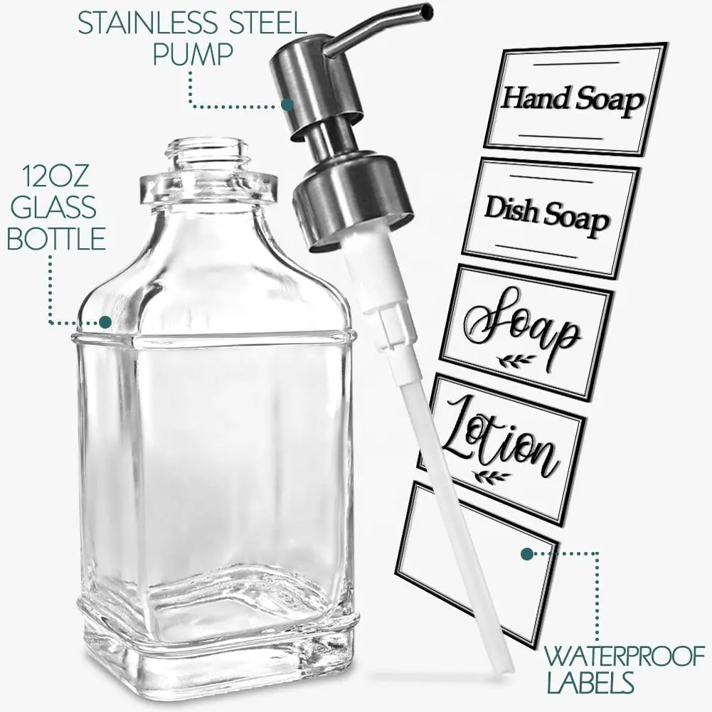Distributeur de savon universel à Design ancien, avec pompe en acier inoxydable 304 anti-rouille, bouteille de savon pour salle de bains