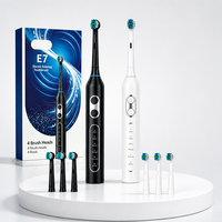 Brosse à dents rotative rechargeable pour adultes, avec minuteur intelligent, étui de voyage portable et 4 têtes de brosse