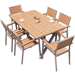 <span class=keywords><strong>Table</strong></span> et chaises d'extérieur en plastique et bois, imperméables et résistantes au soleil, pour cour, villa, <span class=keywords><strong>jardin</strong></span>, balcon, café, usage commercial - Product Image 3