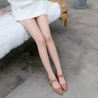 Collants 20D en gros à strass floraux, collants sexy noirs transparents à diamants, bas ornés de cristaux avec logo personnalisé pour femmes