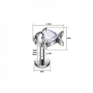 مجموعة أقراط حيوانية من التيتانيوم G23 على شكل سلحفاة بحرية وبجعة، مقاس 16G، حلق صغير للتراغوس والهيليكس والكونش، ثقب مسطح الظهر - Product Image 5