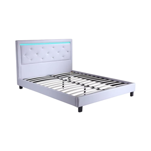 Vente en Gros de Meubles de Chambre à Coucher Lit en Bois Moderne Minimaliste avec Lumières LED Lit Double Rembourré - Product Image 1