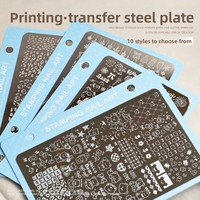 Plaque de transfert pour nail art, motifs dentelle, léopard, à carreaux, cœur, style chinois, pour manucure
