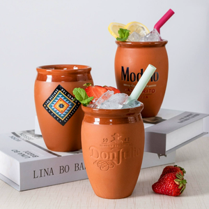 Taza Cantarito Mexicana, Hecha a Mano en Terracota, para Cócteles, Cerámica Rústica Roja, Tazas Cantaritos de Barro Personalizadas - Product Image 3