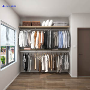 Armario Abierto Plegable Moderno, Soportes Metálicos, Panel de Puerta de MDF, Fácil Acceso, Ahorro de Espacio, Muebles para Dormitorio y Comedor, 2.2M - Product Image 2