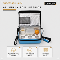 Boîte de livraison isotherme anti-déversement pour boissons chaudes, taille moyenne, bleu ciel, avec porte-gobelet et poignée rembourrée, vente en gros en vrac, direct usine