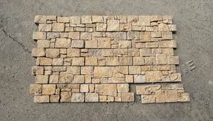 غطاء حائط من حجر الجيري الذهبي المتشابك على شكل حرف Z، الفيلات الخارجية المفتوحة الطبيعية الحديثة / الريفية المعتمدة بشهادة CE - Product Image 2