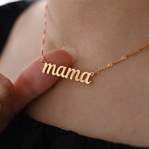 Joyería de moda collar de mamá 18K oro Acero inoxidable personalizar gótico mamá Collar personalizado <span class=keywords><strong>fuente</strong></span> cadena collar regalo de la madre - Product Image 5