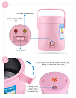 Mini cuiseur à riz portatif multifonctionnel de 0,8 L pour 1 à 2 utilisations personnelles Mini cuiseur rapide à chaleur d'avoine rose bleu blanc noir Options