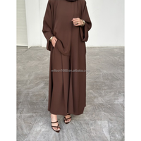 Abaya traditionnelle musulmane Willson, vêtements islamiques modestes, ensemble abaya uni pour femmes, haut et pantalon