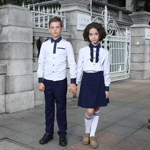 Llegada de un nuevo otoño 100% algodón Niño niños camisas para la escuela, el chico de uniforme de camisas con manga larga