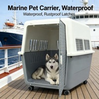 Cage pour chien extra large en PP, avec filet en fer détachable, roues lisses, design moderne et élégant, portable pour les voyages en extérieur, normes IATA, 50 kg