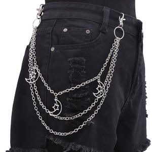 Cadena para la cintura, cadena de metal de varias capas, colgante de estrella y luna, accesorio de moda para uso diario, aleación de zinc - Product Image 2