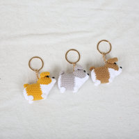 Porte-clés en crochet amusant en forme de chiot, fait main, tricoté, Corgi, mignon, mini-figurine de Teckel, breloque animale chien