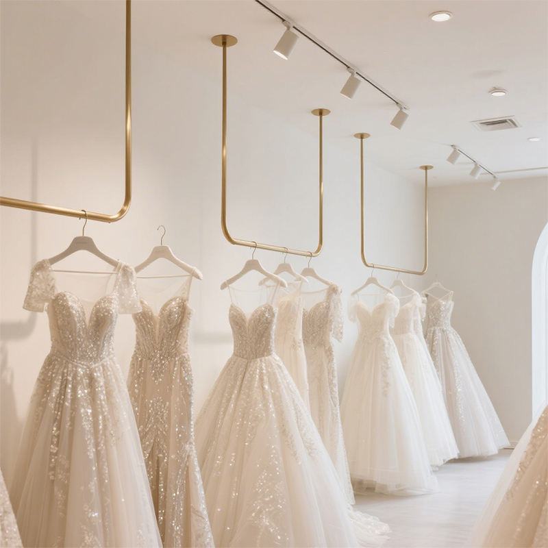 Gowns Rack High-End Modern Metal Design Wall-Mounted for Wedding Dress Rack Easy ...