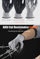 Gants de travail anti-abrasion enduits de nitrile, paume micro-moussée, fil de tungstène de calibre 18, niveau de protection 9, pour la construction