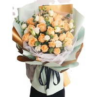 Papier d'emballage floral double face imprimé feuille d'or, imperméable, pour bouquets, vente chaude, en gros