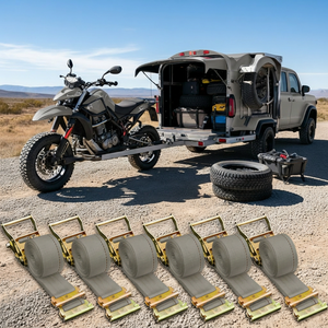 Sangles de tension à cliquet de 2 pouces, 12, 16 et 20 pieds, pour transport et logistique, avec attaches E-Track, certifiées CE - Product Image 2