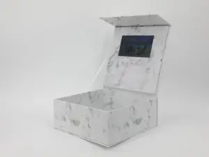 ที่กำหนดเองนำวิดีโอลูกฟูกหินอ่อนสีพิมพ์กล่องTuck Mailerตั้งกล่องด้านบนบรรจุภัณฑ์และการจัดส่งสินค้ากล่องขายส่ง