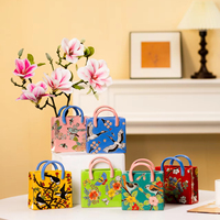 Ensemble de vases décoratifs en céramique colorés en forme de sac à main, style Art Déco, motif floral et oiseaux peints à la main, écologiques, multicolores