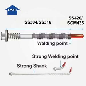 Viti bimetalliche ad alte prestazioni SS316 + SS420 SS304 + sss420 in acciaio inox bimetallico viti SDS con rondella EPDM vulcanizzata - Product Image 2