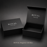 Boîte cadeau magnétique noire personnalisée avec logo, emballage rigide en carton avec marquage métallique pour bijoux, vêtements et cadeaux haut de gamme