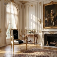 Fauteuil classique français monogrammé Sovereign |   Noir doré de luxe &amp;   Fauteuil d'appoint blanc - EKAR