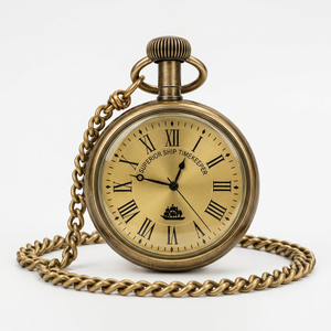 Reloj de Bolsillo Vintage de Latón Chapado en Oro, Estilo Náutico con Números Romanos, Redondo, Regalo Coleccionable - Product Image 1
