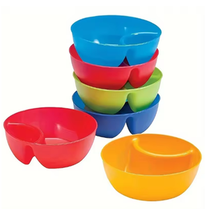 Juego de Tazones de Plástico Apilables de 6 Colores con Compartimentos Divididos para Cereal, Ensalada, Fruta, Aperitivos, Papas Fritas y Salsas - Product Image 4