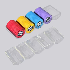 100 Chips Acrylique Poker Chip Trays Case-Boîte à jetons de casino transparente avec couvercle Holder Protector Acrylique Poker Chip Cases - Product Image 4