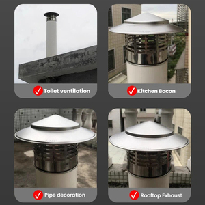 Capot <span class=keywords><strong>de</strong></span> <span class=keywords><strong>cheminée</strong></span> en acier inoxydable 304, pare-pluie et <span class=keywords><strong>anti</strong></span>-<span class=keywords><strong>oiseaux</strong></span>, pour évent <span class=keywords><strong>de</strong></span> ventilation <span class=keywords><strong>de</strong></span> toit CVC - Product Image 5