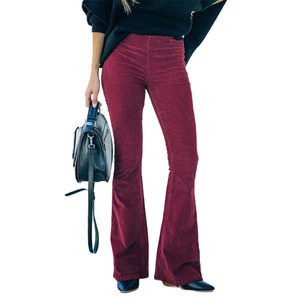<span class=keywords><strong>Pantalon</strong></span> décontracté en <span class=keywords><strong>velours</strong></span> côtelé à taille haute, coupe régulière, couleur unie, vintage, pour femmes, printemps-été 2024 - Product Image 4