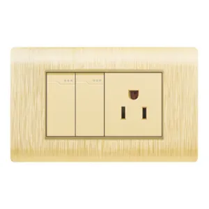 High Quality US Standard Wall Socket Outlets Electric Switch and Socket 2 Gang 1 Way 2 Way Switch with 3 Pins Socket