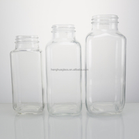 Bouteilles en verre carrées françaises vides de 8 oz, 12 oz, 16 oz pour jus de fruits, lait et liquides, avec bouchon à vis, vente en gros