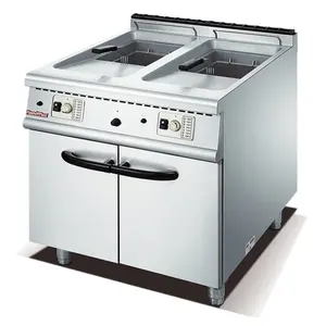 With Cabinet Fast Food Shop Electric Fryer Stainless Steel Deep Fryer CEF-70 2 Tank 2 Basket Free Standing