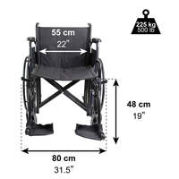 Silla de Ruedas Reforzada (225 kg), Ancha, Bariátrica, Plegable, con Doble Barra Transversal, Estructura de Acero, Garantía de 3 Años, PEPE Mobility P10038, Giratoria