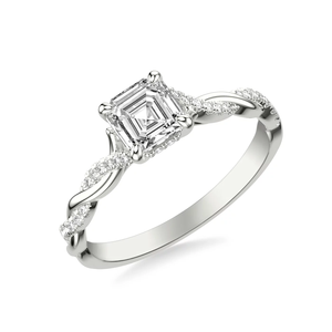 แหวนหมั้นเพชรทรง Asscher ขนาด 1-5 กะรัต ทองคำขาว 14K ดีไซน์เกลียวลายฝังเพชรด้านข้าง พร้อมใบรับรอง IGI สำหรับผู้หญิง - Product Image 3