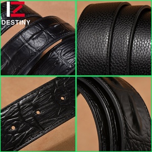 Cintura da Uomo di Marca Famosa in Vera Pelle di Coccodrillo con Fibbia a Leone in Strass di Lusso - Product Image 5