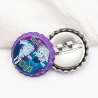 Badge en fer blanc imprimé avec logo personnalisé, type bouchon de bouteille, pour bouteille de bière, ou comme bouton ou épinglette, idéal comme cadeau