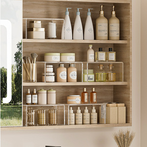 Acrylic Storage Rack Transparent Cabinet Partition <b>Shelf</b> For Bathroom Cosmetics <b>Desktop</b> Organization Standing Type Rectangle - Product Image 1