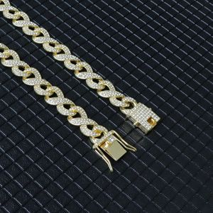 Collana a Catena con Gancio a Forma di 8 Irregolare in Lega, Bestseller Transfrontaliero, Completamente Tempestata di Diamanti, Collana Cubana Hip-hop - Product Image 5