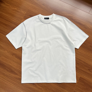 Camisetas Casuales de Diseño con Bordado de Punto Suelto, Camisetas Unisex de Algodón Grueso Vintage, Camisetas para Hombre, Fabricante Personalizado - Product Image 1