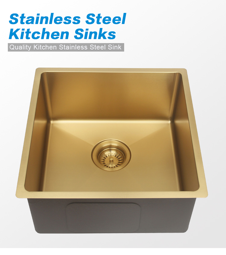 Hot Selling Modern Design Gold Handmade Sink Metal Single Bowl Kitchen Sink