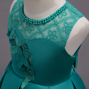 <span class=keywords><strong>Neonata</strong></span> estate Design formale festa di compleanno carino bambini pizzo di raso fiore ragazza bambino modello vestito - Product Image 6