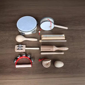 Wholesale Wooden Percussion <b>Instrument</b> Set With Tambourine Maraca Piccolo Castanet Sound Tube For Kids <b>Music</b> Education And Play - Product Image 5